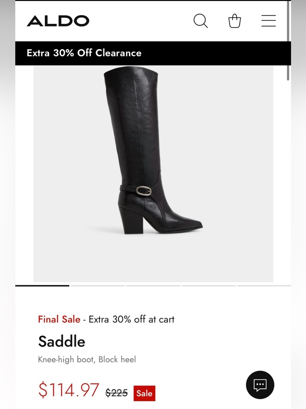 ALDO “Saddle” knee-high boots in black, size US 10 / EU 41.